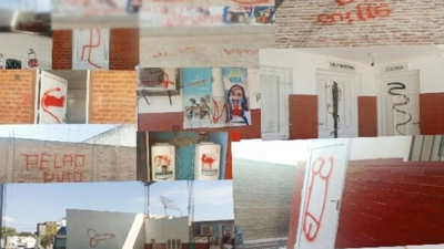 Detuvieron a un ex alunmo acusado de realizar pintadas en un colegio de Villa Angela