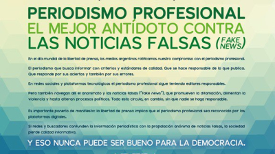 Medios de Argentina colocan mensajes contra las noticias falsas en plataformas tecnológicas