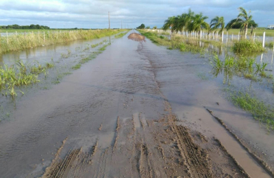 El agua traspasó los campos y complica la transitabilidad en caminos rurales