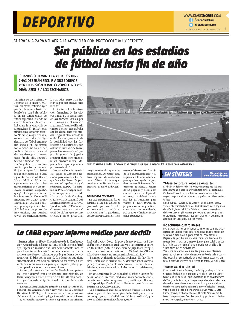 Deportivo: Sin público en los estadios de fútbol hasta fin de año