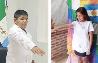 Thiago Benítez y Paulina Portillo, la promesa a la bandera en el Chaco