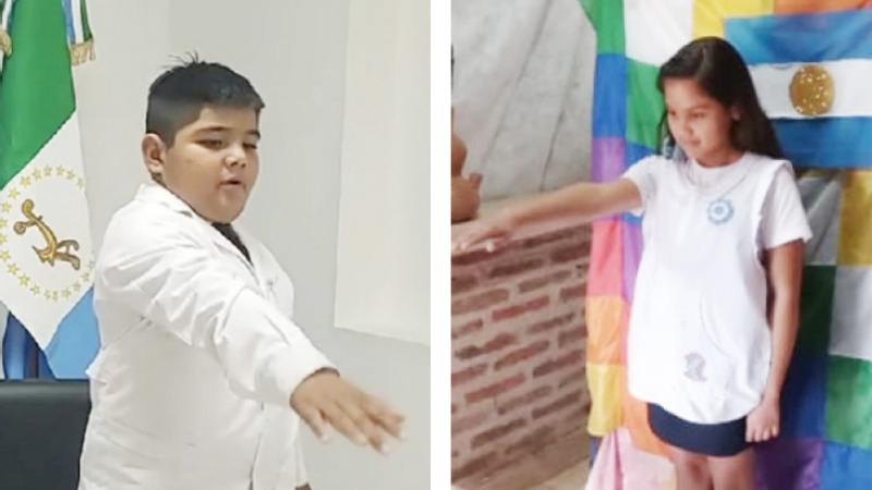 Thiago Benítez y Paulina Portillo, la promesa a la bandera en el Chaco