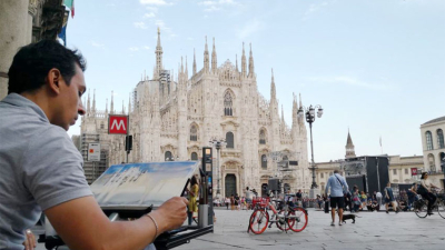 El artista que en vez de fotos, retrata en acuarela los destinos que visita