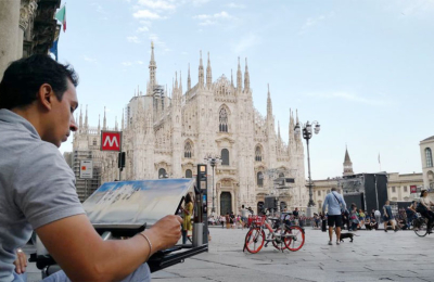 El artista que en vez de fotos, retrata en acuarela los destinos que visita
