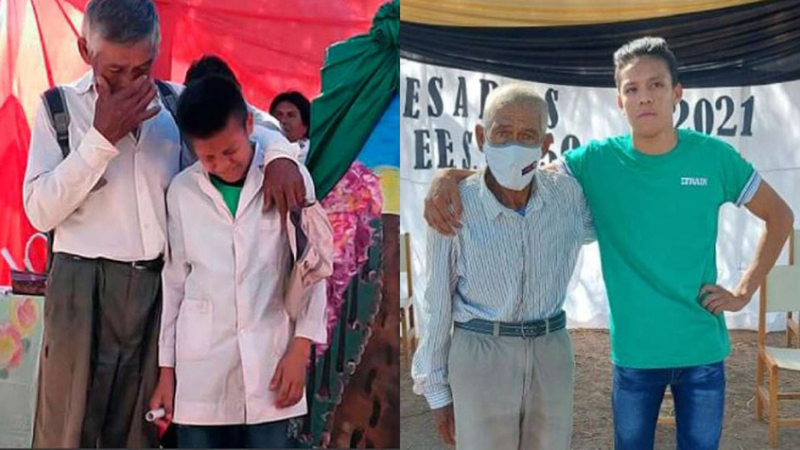 La conmovedora historia de Efraín, el joven qom que completó la secundaria y repitió la foto con su abuelo