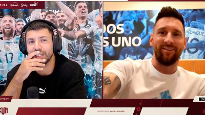 Divertida charla entre "Kun" Agüero y Messi por stream