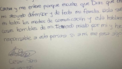 Insólita carta de César Sena desde prisión: "Mi ex abogado dice cosas horribles de mí"