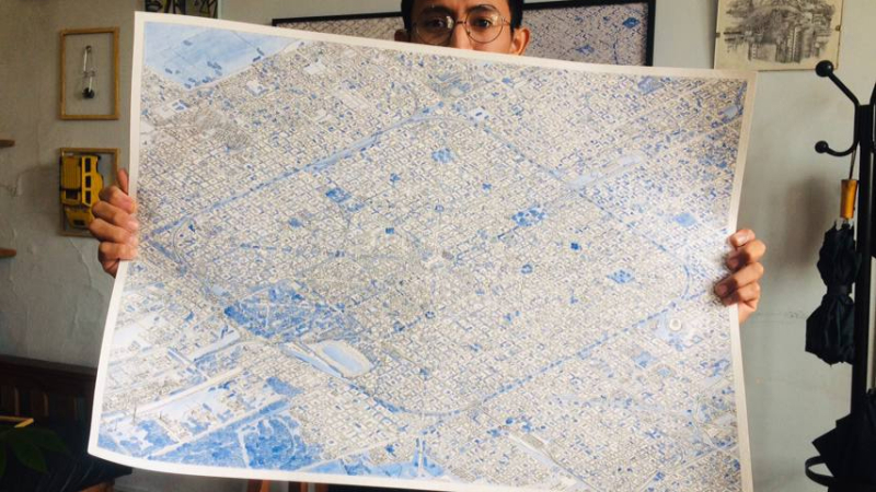 Abraham Gómez, el joven que dibuja mapas a mano alzada y es furor en redes sociales