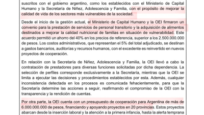 La OEI deslindó responsabilidades por los contratos con Capital Humano