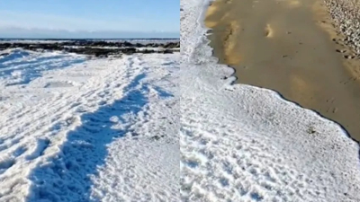 Las bajas temperaturas congelaron las olas en Tierra del Fuego