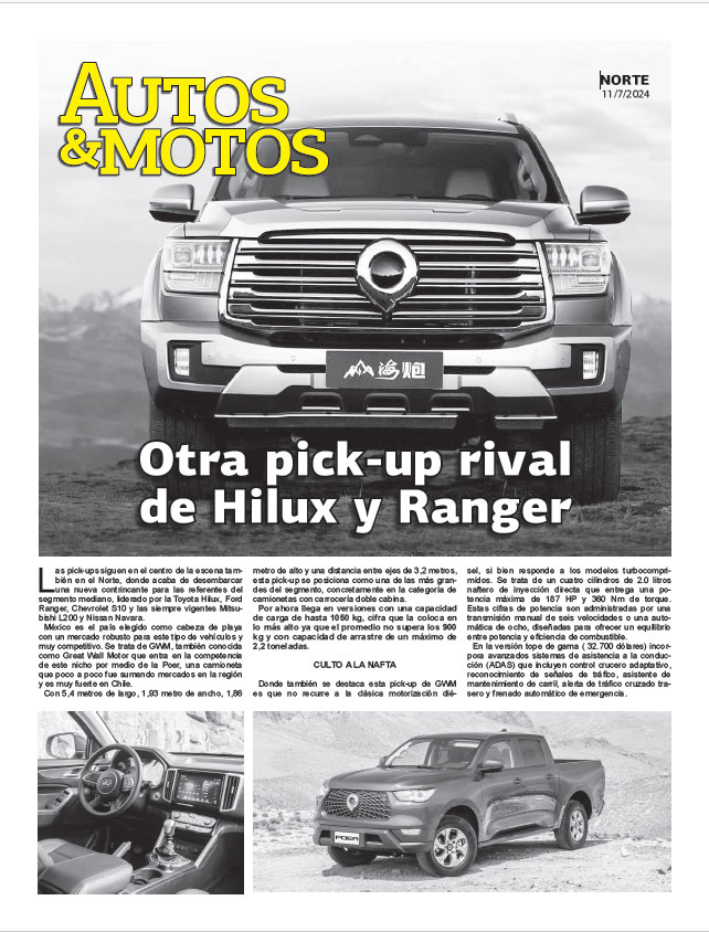 Otra pick-up rival de Hilux y Ranger