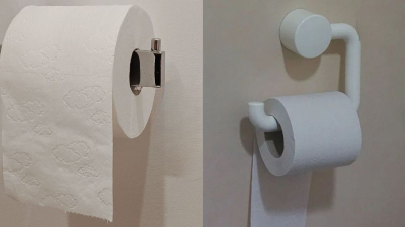 De qué forma debe colocarse el papel higiénico en el dispensador