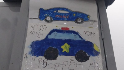 San Bernardo: un niño decoró la comisaría con su arte