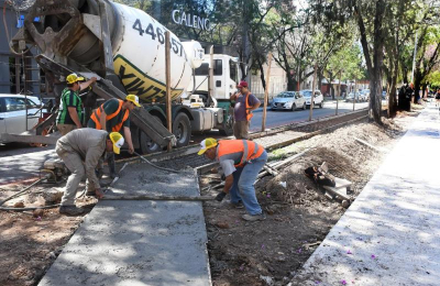 Avanzan las obras del circuito aeróbico en la avenida Sarmiento