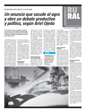 Un anuncio que sacude al agro y abre un debate productivo y político, según Ariel Ojeda