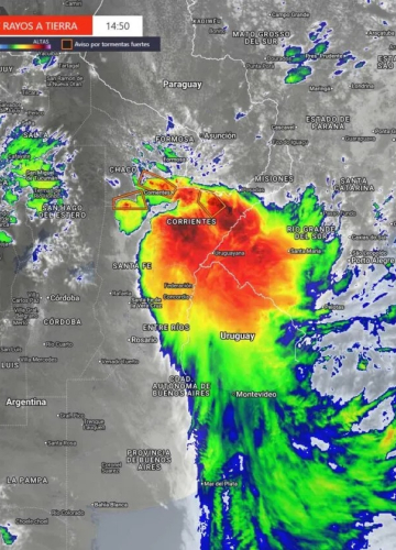 Alerta naranja por tormentas severas en Corrientes