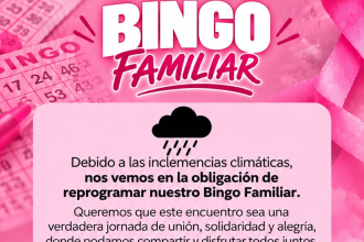 El Bingo Familiar Rosa se realizará el domingo 18