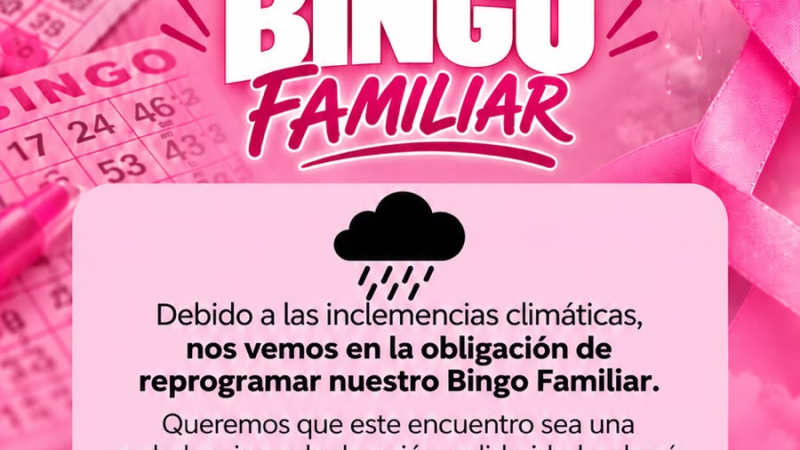 El Bingo Familiar Rosa se realizará el domingo 18