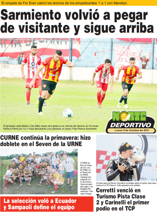 Sarmiento volvió a pegar de visitante y sigue arriba