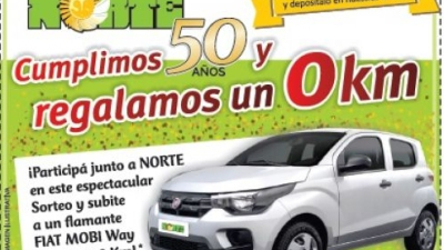 Bases y condiciones para el sorteo de un auto por los 50 años de NORTE