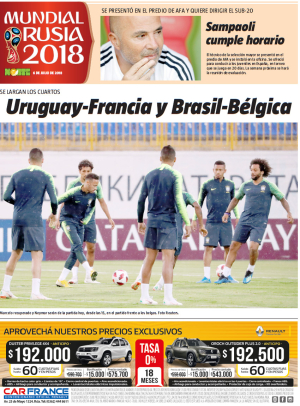 Uruguay-Francia y Brasil-Bélgica