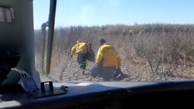 Prefectura colaboró para combatir el fuego de pastizales frente a Rosario