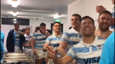El festejo de Los Pumas luego del triunfo ante los All Blacks
