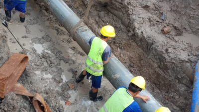 Terminaron de reparar un caño maestro en la zona del cementerio
