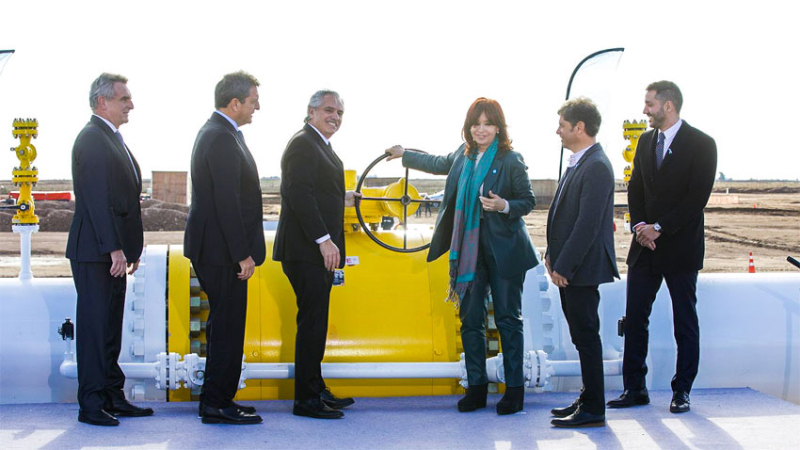 Alberto, Cristina y Massa inauguraron el Gasoducto Néstor Kirchner