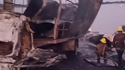 Dos muertos al estallar dos camiones con combustible de contrabando en Alberdi