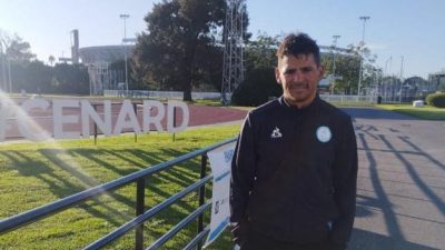 Daniel Juárez en la concentración del Cenard con la Selección argentina