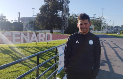 Daniel Juárez en la concentración del Cenard con la Selección argentina