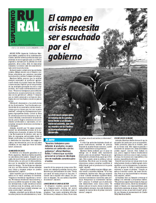 El campo en crisis necesita ser escuchado por el gobierno