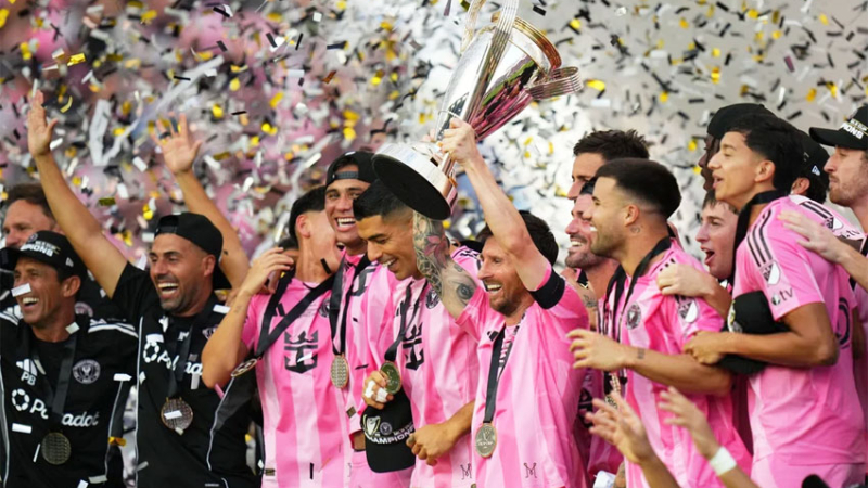 Los festejos de Messi campeón con el Inter Miami