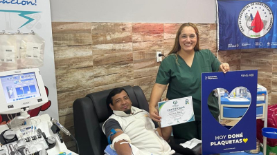 Nueva colecta de sangre que incluyó dos donaciones de plaquetas por aféresis