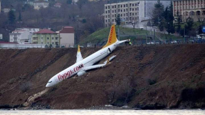 Turquía: insólito accidente de un Boeing 737
