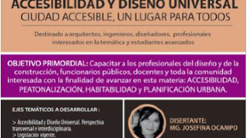 Experta en accesibilidad dictará un seminario gratuito sobre diseño universal en la FAU