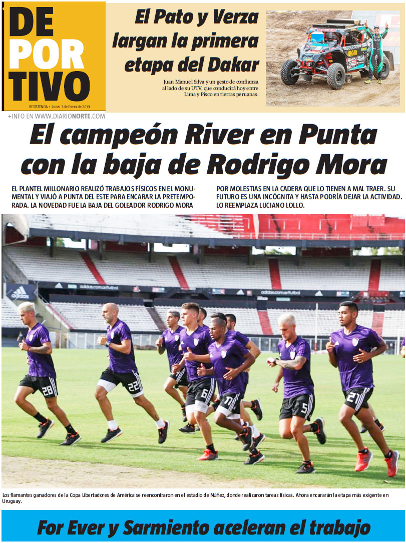 El campeón River en Punta con la baja de Rodrigo Mora