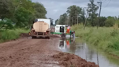 Continúan los trabajos en Charata para sacar el agua