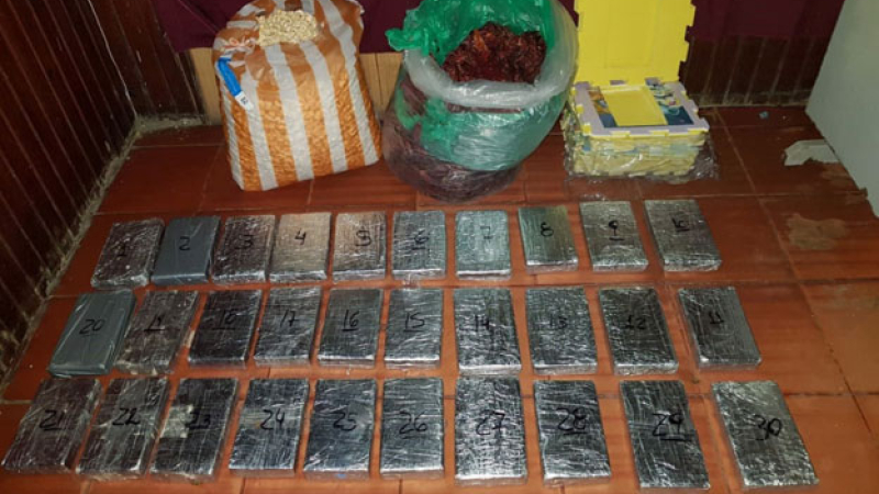Incautan más de 30 kilos de cocaína ocultos en bolsas de tutucas y de ajíes