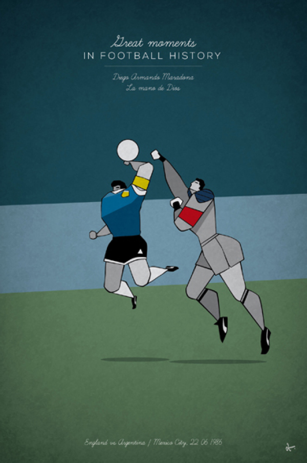 24.- Mano de D10s en “Los grandes momentos de la historia del fútbol”.