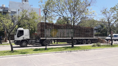 Se desprendió la carga de un camión jujeño y arrastró poste de luz