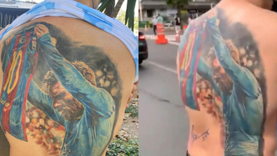 Lionel Messi le firmó el tatuaje a su fanático brasileño