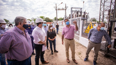 El gobernador recorrió la obra energética Rincón Santa María - Puerto Bastiani