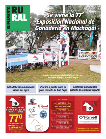 Se viene la 77°  Exposición Nacional de  Ganadería en Machagai