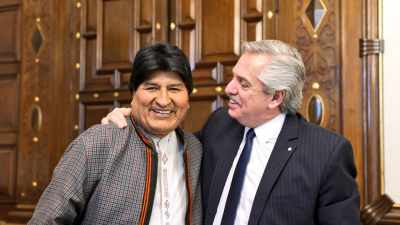 Alberto almorzó con Evo Morales en la Casa Rosada