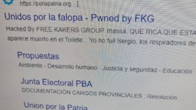 Hackearon la página de Unión por la Patria y dejaron mensajes en contra de Massa