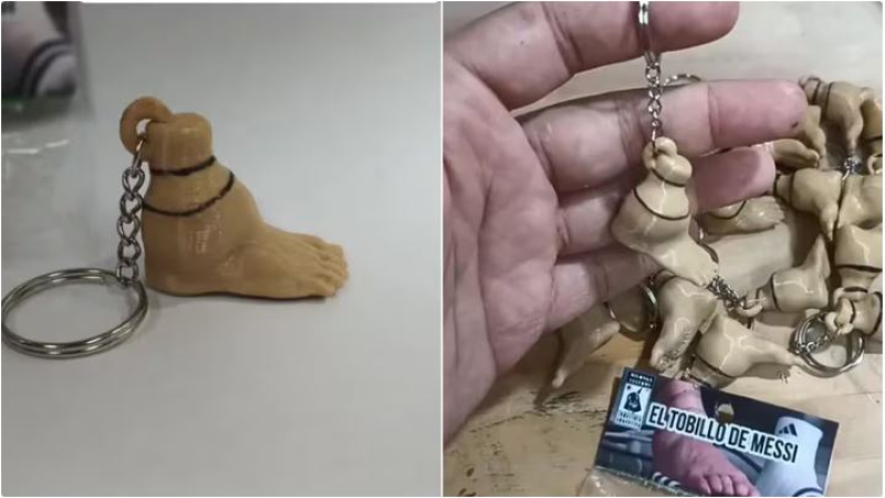 Creó un llavero con el pie hinchado de Messi y es furor en las redes