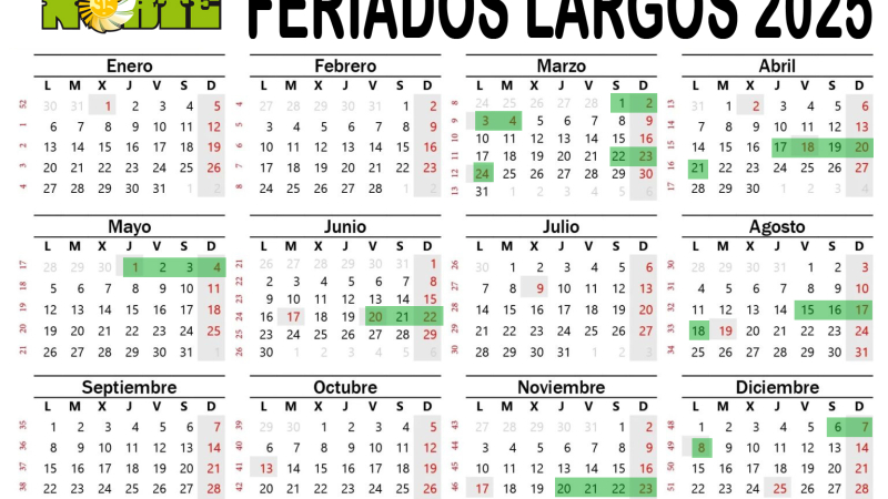 Todos los fines de semana largos que habrá en el año