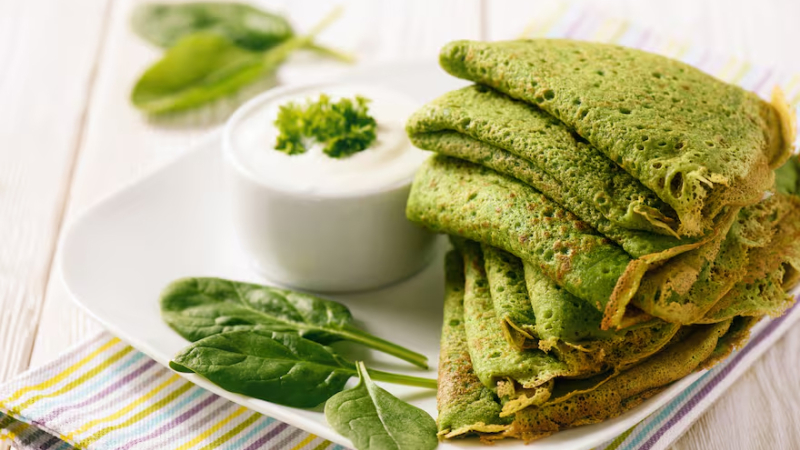 Crepes keto de espinaca y queso
